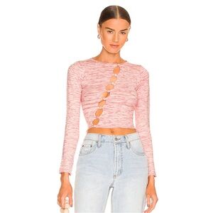 Superdown Kai Asymmetrical Button Front Top Marled Pink